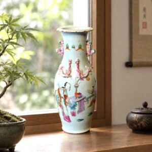 Chinesische Porzellanvase, Familie – Rose -Stil, antik, Figurenszenen, Nr.295, Kuang Hsu, 1875-1908