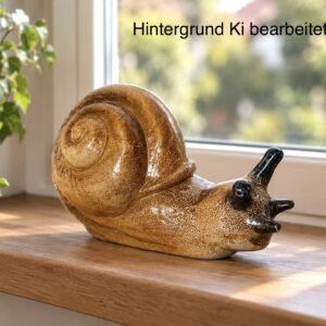 Keramik Schnecke, Glasur, Vintage Dekoration, Gartendeko, Handgefertigt, Groß, Hingucker
