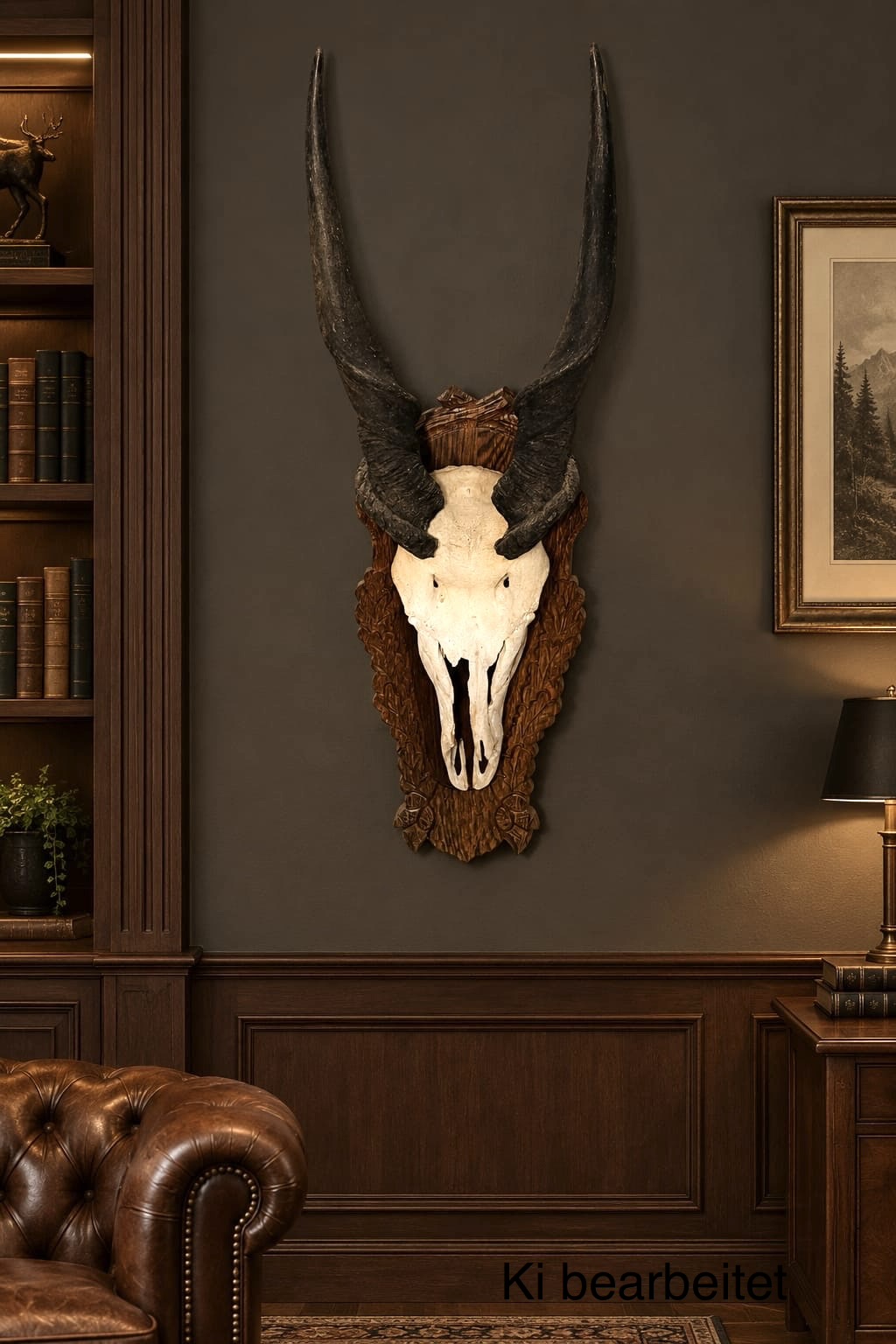 Elenantilope Trophäe – Große Vintage-Ausführung mit Holzschild, Sammlerstück aus altem Herrenhaus